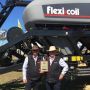 Steve Mulder holding an award for Best New Release standing in front of the Flex-Coil display at the Dowerin GWN7 Machinery Field Days
